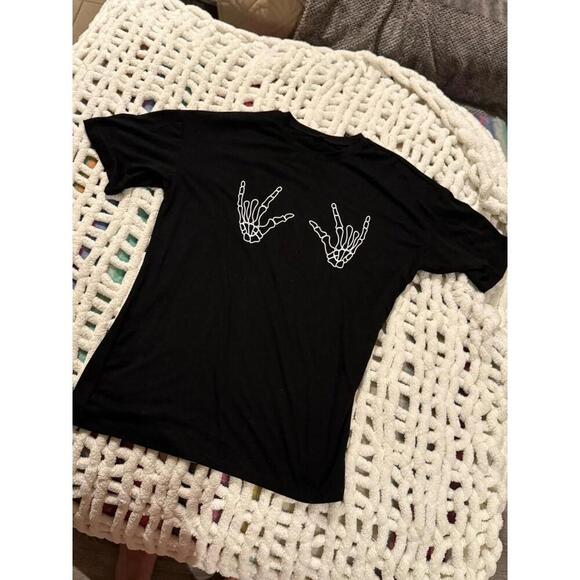 NWOT Oversized Tee Skeleton Grunge Rocker Tee Size L Black - Picture 2 of 4